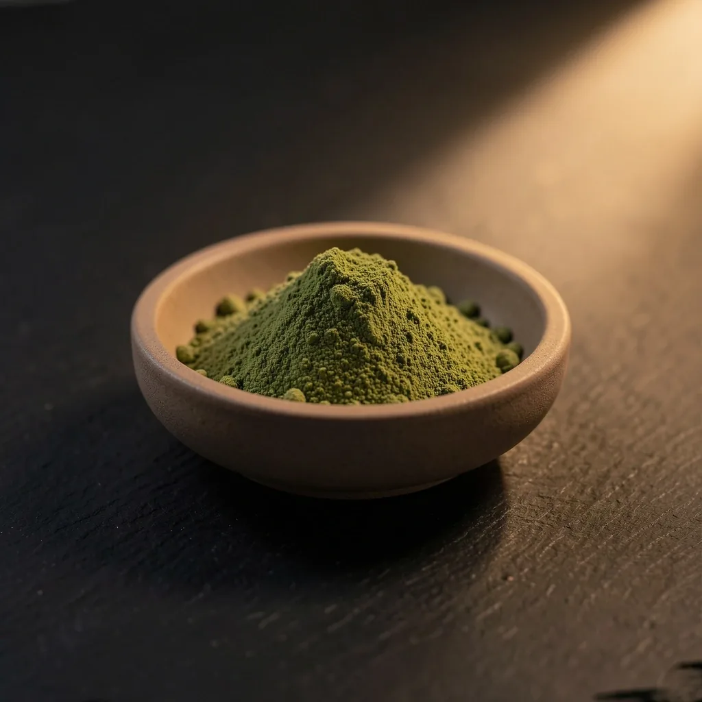 Botanical powder in ceramic dish
