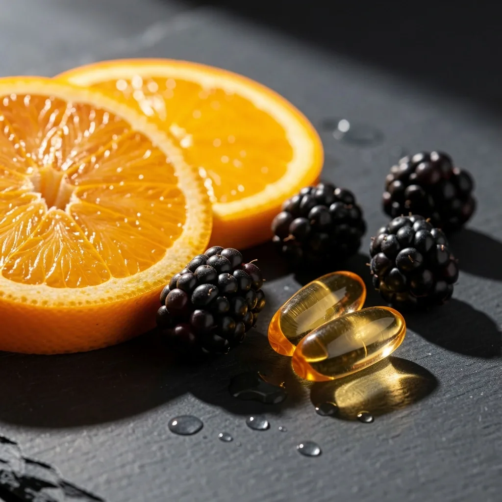 Antioxidant-rich foods and vitamin capsules