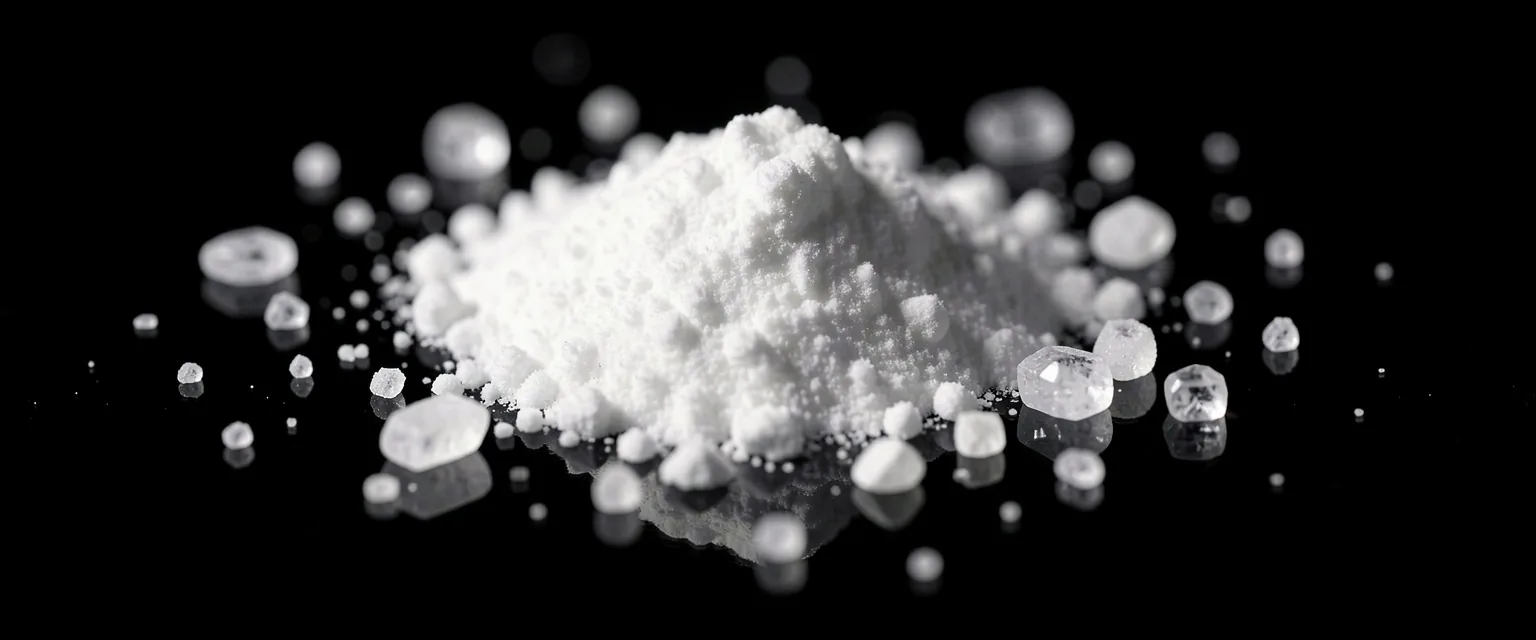 Mineral powder on dark glass surface