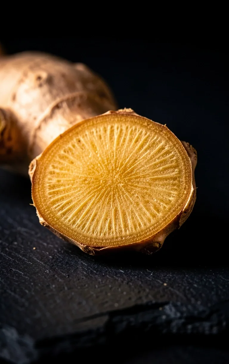 Botanical macro photography of ginger rhizome